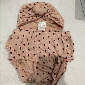Hanna Andersson shorties diaper cover bloomers turban set 2t